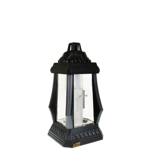 Znicz Kapliczka K-10 z krzyżem  28cm Srebrny