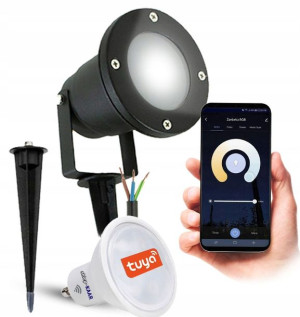 REFLEKTOR LED ogrodowy WBIJANY + żarówka GU10 CCT