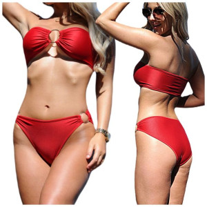 Strój kąpielowy bikini opaska bandeau Amphitrite LC 9731 Red - S/M