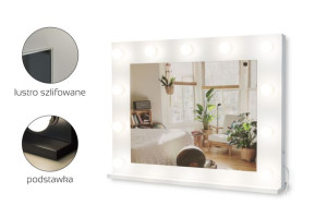 Lustro do toaletki Hollywood z Oświetleniem LED Białe 60 x 80 Bez żarówek