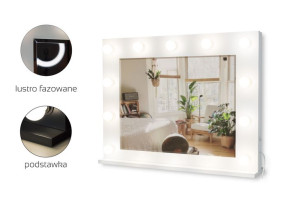 Lustro do toaletki Hollywood z Oświetleniem LED Białe 60 x 80 Bez żarówek