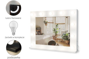 Lustro do toaletki Hollywood z Oświetleniem LED Białe 60 x 80 Żarówki