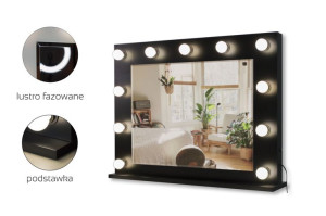 Lustro do toaletki Hollywood z Oświetleniem LED Czarne 60 x 80 Bez żarówek