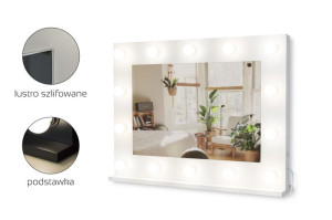 Lustro do toaletki Hollywood z Oświetleniem LED Białe 60 x 80 Bez żarówek