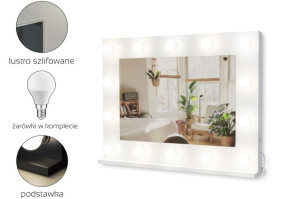 Lustro do toaletki Hollywood z Oświetleniem LED Białe 60 x 80 Żarówki