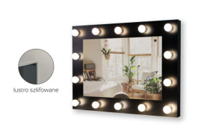 Lustro do toaletki Hollywood z Oświetleniem LED Czarne 60 x 80 Bez żarówek