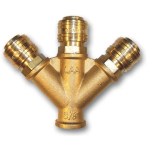 Trójnik Z Szybkozłączami Bradas Gw 3/8" Mosiądz