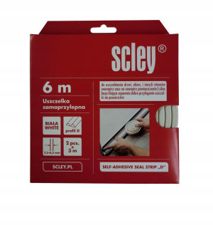 SCLEY samoprzylepna biała uszczelka do okien, drzwi TYP D 6m