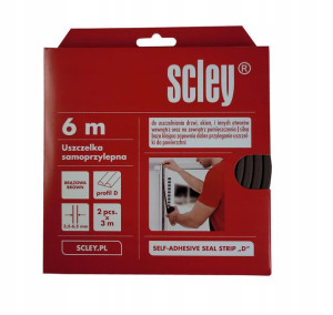 SCLEY samoprzylepna brązowa uszczelka do okien, drzwi TYP D 6m (11279)