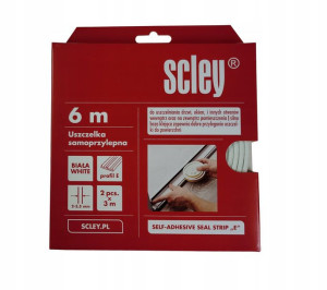 SCLEY samoprzylepna biała uszczelka do okien, drzwi TYP E 6m (11283)