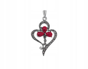 Wisiorek Orientalny Boho Markazyty Koral Srebro925