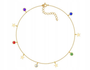 Złota Bransoletka Gwiazdki Cyrkonie Choker 925