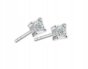 Małe Kolczyki Sztyft Srebrne Z Kamieniem 4mm 925