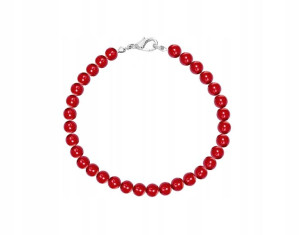Bransoletka Korale Perełki Perły Czerwone 6mm 19cm