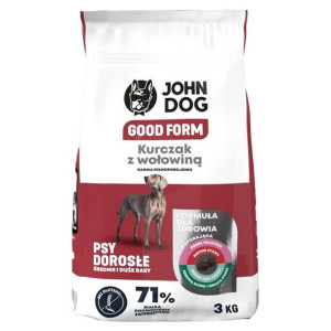 JOHN DOG Sucha Karma GOOD FORM  kurczak z wołowiną 3kg średnie i duże rasy
