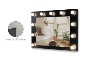 Lustro do toaletki Hollywood z Oświetleniem LED Czarne 60 x 80 Bez żarówek