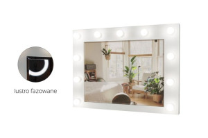 Lustro do toaletki Hollywood z Oświetleniem LED Białe 60x80 Bez żarówek