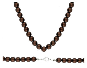 Naszyjnik Z Perełkami Perły Brąz Srebro 45cm 8mm
