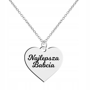Srebrny Naszyjnik Dzień Babci Najlepsza Babcia 925
