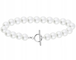 Srebrny Naszyjnik Perełki Toggle Choker 925 45cm