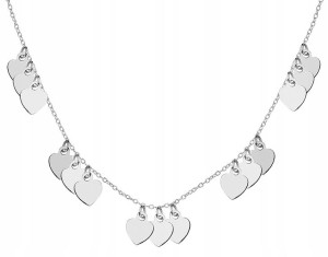 Srebrny Naszyjnik Serca Serce Z Sercami Choker 925