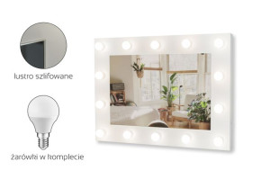 Lustro do toaletki Hollywood z Oświetleniem LED Białe 60 x 80 Żarówki