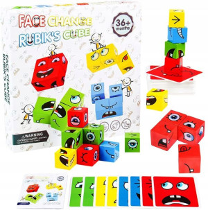Gra Układanka Montessori Puzzle emocje twarze