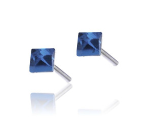 Srebrne Kolczyki Cyrkonia Niebieska 3mm Srebro 925