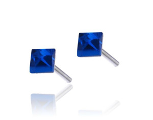 Srebrne Kolczyki Cyrkonia Szafirowa 3mm Srebro 925