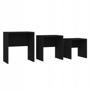 Stolik Kawowy Zestaw 3 Stolików Nowoczesny Czarny