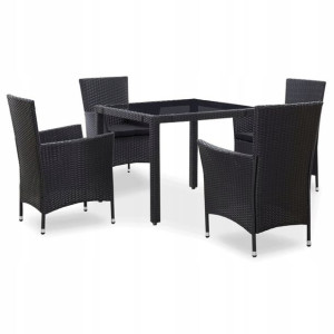 5-cz Zestaw Mebli Ogrodowych, Rattan Pe, Czarny