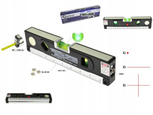 Poziomica laserowa podświetlana z miarą 1,5m