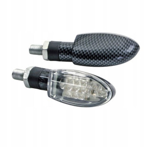 Kierunkowskazy do motoru LED TWIST 12V CARBON 2szt