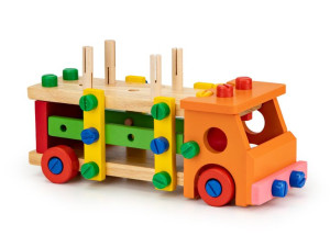 Drewniane klocki konstrukcyjne edukacyjne + narzedzia Ecotoys
