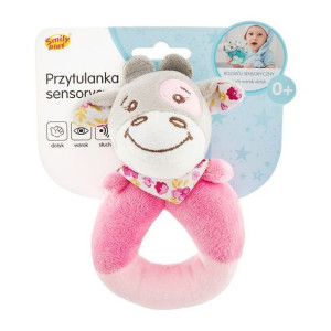 SMILY PLAY SP84078 Przytulanka sensoryczna z dzwoneczkiem Krówka 0+