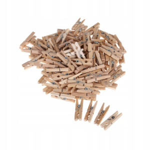 Spinacze Mini Klamerki Żabki Drewniane 3cm 100szt