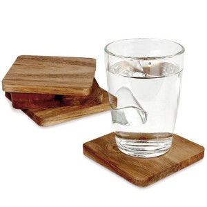 Podstawka pod kubek drewniana zestaw 4 szt. 10x10 cm