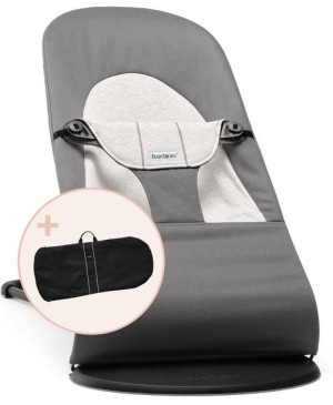 BABYBJORN - leżaczek BALANCE SOFT COTTON/JERSEY - Szary / Szary + pokrowiec