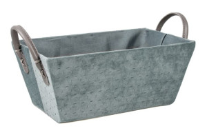 Prostokątny Szary Koszyk Pudełko Velvet 30x17x12/16 Cm