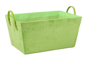 Prostokątny Zielony Koszyk Pudełko Velvet 38x25x18/22 Cm