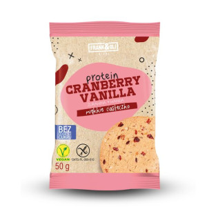 Proteinowe ciastko wegańskie bez cukru z żurawiną i wanilią 50g Frank&Oli