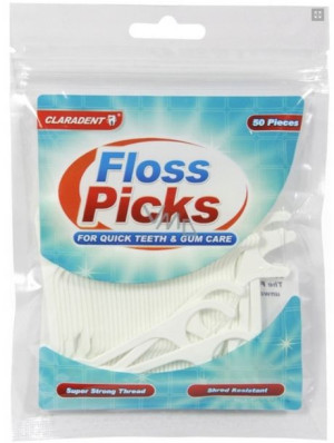 Claradent Floss Picks Wykałaczka z Nicią 50szt