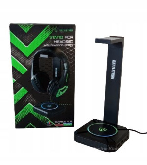 STOJAK na słuchawki RGB LED na biurko wieszak USB