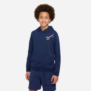 Bluza Nike Sportswear FLC PO Hoody DX2295 410 - GRANATOWY; L (147-158)