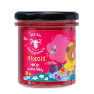 Miodziś naturalny wielokwiatowy z maliną 430g Pasieki Rodziny Sadowskich
