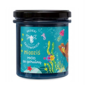 Miodziś wielokwiatowy ze spiruliną 430g Pasieki Rodziny Sadowskich