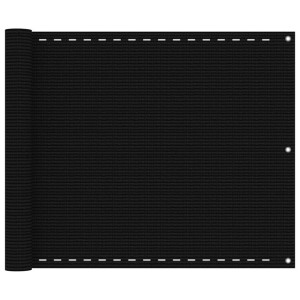 Parawan balkonowy, czarny, 75x500 cm, HDPE