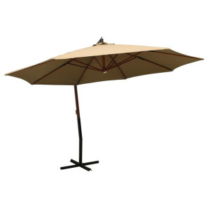 Parasol wiszący na drewnianym słupku, 350 cm, kolor taupe
