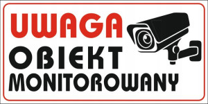 Obiekt Monitorowany Naklejka Znak 30x15 Cm
