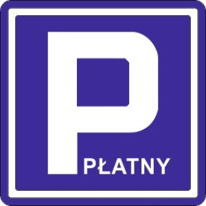 Naklejka ZNAK Parking Płatny kwadrat 12 cm